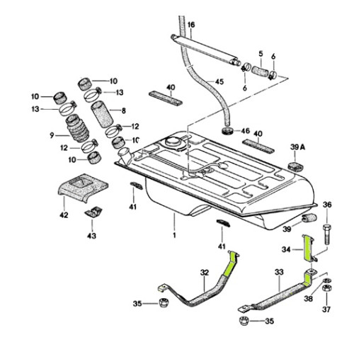 PartzBiz CE: 1615652710-Fuel tank strap set, 3 pieces PartzBiz CE: 1615652710-Fuel tank strap set, 3 pieces