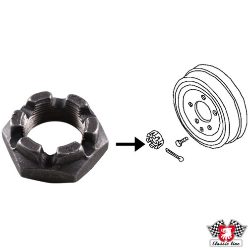 PartzBiz CE: 1151450300-Castle nut for brake drum rear PartzBiz CE: 1151450300-Castle nut for brake drum rear