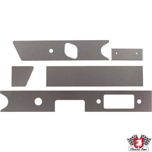 PartzBiz CE: 1689807610-ชุดตกแต่งแผงหน้าปัดพร้อมที่เขี่ยบุหรี่ ขนาด 104x40 mm จำนวน 5 ชิ้น ทำจากอลูมิเนียมหนา 0.5 mm ขัดเงา สำหรับรถพวงมาลัยซ้าย
