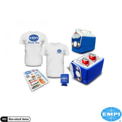 PartzBiz CE 8102400618 - ชุดของขวัญ Empi ประกอบด้วย กระเป๋าเก็บความเย็น เสื้อยืดไซส์ XL ที่หุ้มแก้ว และสติ๊กเกอร์