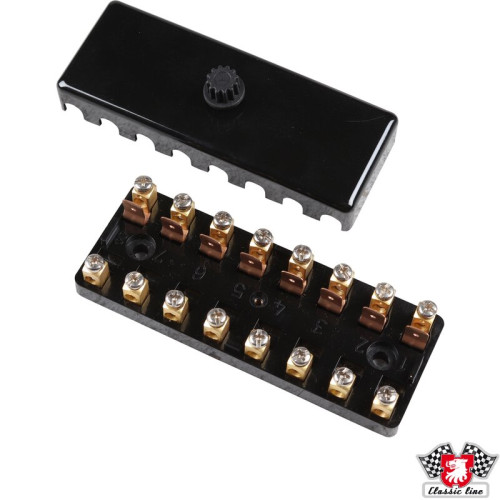 PartzBiz CE: 1699300400-กล่องฟิวส์พร้อมฝาปิด ทำจากเบกาไลต์ สีดำ สำหรับฟิวส์ 8 ตัว PartzBiz CE: 1699300400-กล่องฟิวส์พร้อมฝาปิด ทำจากเบกาไลต์ สีดำ สำหรับฟิวส์ 8 ตัว