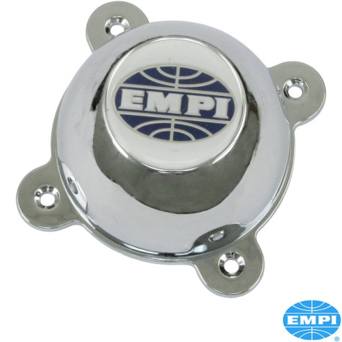 PartzBiz CE: 8160204508-Hub cap with Empi logo, chrome plated plastic