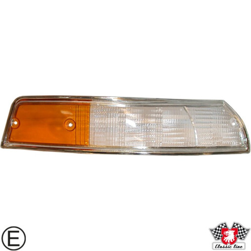 PartzBiz CE: 1695401780-เลนส์ไฟเลี้ยวขอบโครเมียม ด้านหน้า รุ่น EU สีใส/ส้ม ด้านขวา มีเครื่องหมาย E-mark PartzBiz CE: 1695401780-เลนส์ไฟเลี้ยวขอบโครเมียม ด้านหน้า รุ่น EU สีใส/ส้ม ด้านขวา มีเครื่องหมาย E-mark