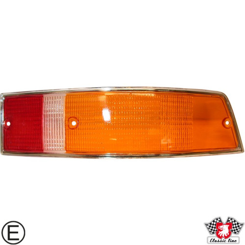 PartzBiz CE: 1695350580-เลนส์ไฟท้าย สีส้ม/ใส/แดง ด้านขวา มีเครื่องหมาย E-mark