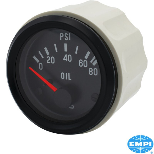 PartzBiz CE: 8199602208-Oil pressure gauge, 0-80 PSI, black face, VDO