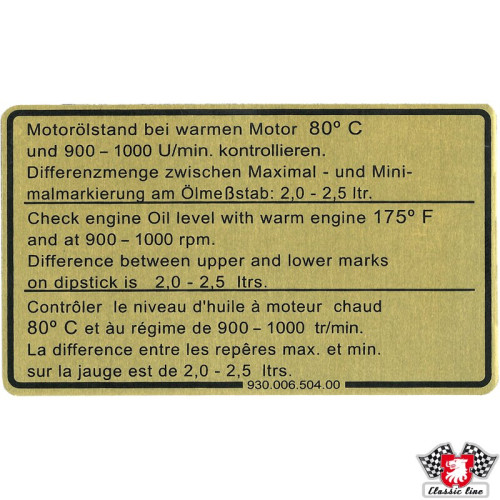PartzBiz CE: 1601500306-Sticker, engine oil level