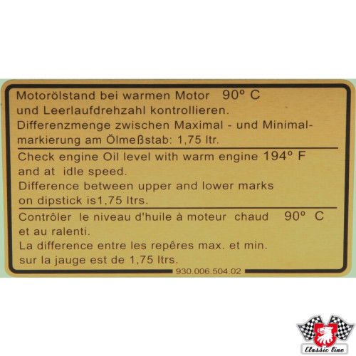 PartzBiz CE: 1601500406-Sticker, engine oil level PartzBiz CE: 1601500406-Sticker, engine oil level