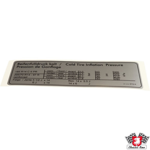 PartzBiz CE: 8101501900-Sticker, tire pressure