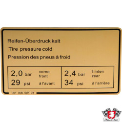 PartzBiz CE 1601500706 - Sticker, tyre pressure PartzBiz CE 1601500706 - Sticker, tyre pressure