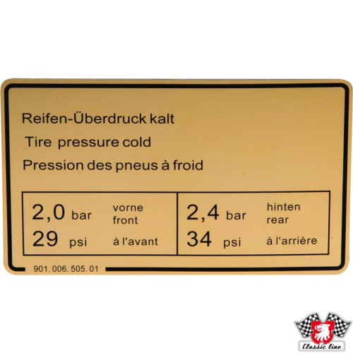 PartzBiz CE: 1601500706-Sticker, tyre pressure