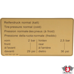PartzBiz CE 1601500906 - Sticker, tyre pressure PartzBiz CE 1601500906 - Sticker, tyre pressure