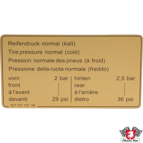 PartzBiz CE: 1601500906-Sticker, tyre pressure PartzBiz CE: 1601500906-Sticker, tyre pressure