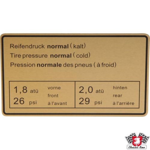 PartzBiz CE: 1601501006-Sticker, tyre pressure PartzBiz CE: 1601501006-Sticker, tyre pressure