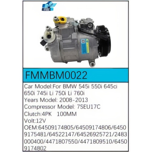 PartzBiz CE: -สำหรับคอมเพรสเซอร์ BMW - FMMBM0022 PartzBiz CE: -สำหรับคอมเพรสเซอร์ BMW - FMMBM0022