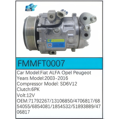 PartzBiz CE: -สำหรับคอมเพรสเซอร์ Fiat - FMMFT0007 PartzBiz CE: -สำหรับคอมเพรสเซอร์ Fiat - FMMFT0007