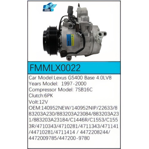 PartzBiz CE: -Compressor for Lexus - FMMLX0022 PartzBiz CE: -Compressor for Lexus - FMMLX0022