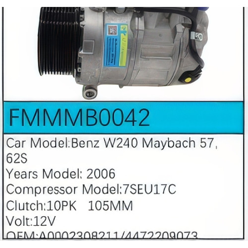 PartzBiz CE: -สำหรับคอมเพรสเซอร์ Mercedes-Benz - FMMMB0042 PartzBiz CE: -สำหรับคอมเพรสเซอร์ Mercedes-Benz - FMMMB0042