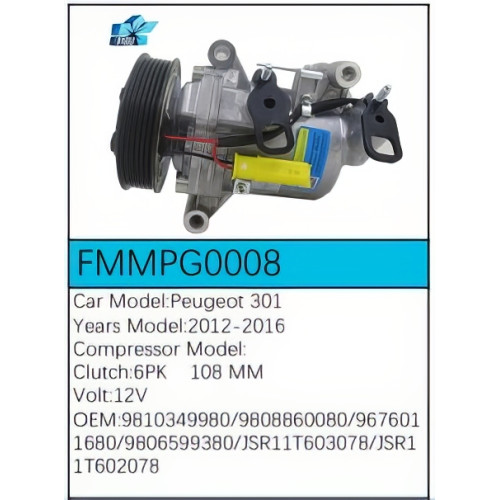 PartzBiz CE: -สำหรับคอมเพรสเซอร์ Peugeot - FMMPG0008 PartzBiz CE: -สำหรับคอมเพรสเซอร์ Peugeot - FMMPG0008
