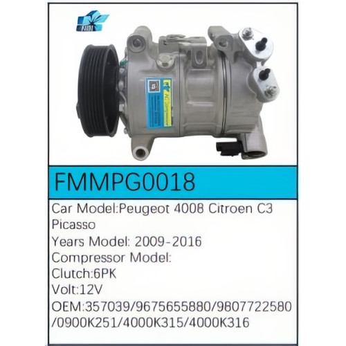 PartzBiz CE: -Compressor for Peugeot - FMMPG0018 PartzBiz CE: -Compressor for Peugeot - FMMPG0018