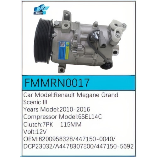 PartzBiz CE: -สำหรับคอมเพรสเซอร์ Renault - FMMRN0017 PartzBiz CE: -สำหรับคอมเพรสเซอร์ Renault - FMMRN0017