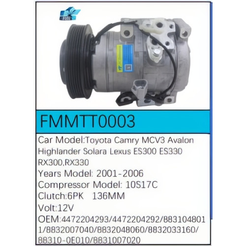 PartzBiz CE: -สำหรับคอมเพรสเซอร์ Toyota - FMMTT0003 PartzBiz CE: -สำหรับคอมเพรสเซอร์ Toyota - FMMTT0003