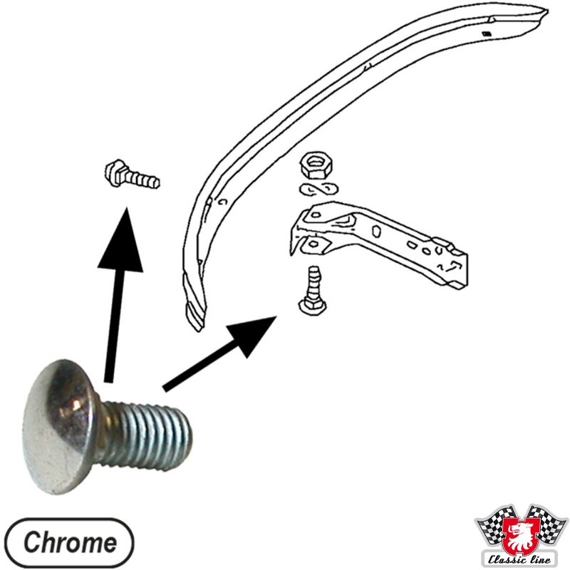 PartzBiz CE: 8184151000-Bumper bolt, 8x15 mm, chrome PartzBiz CE: 8184151000-Bumper bolt, 8x15 mm, chrome