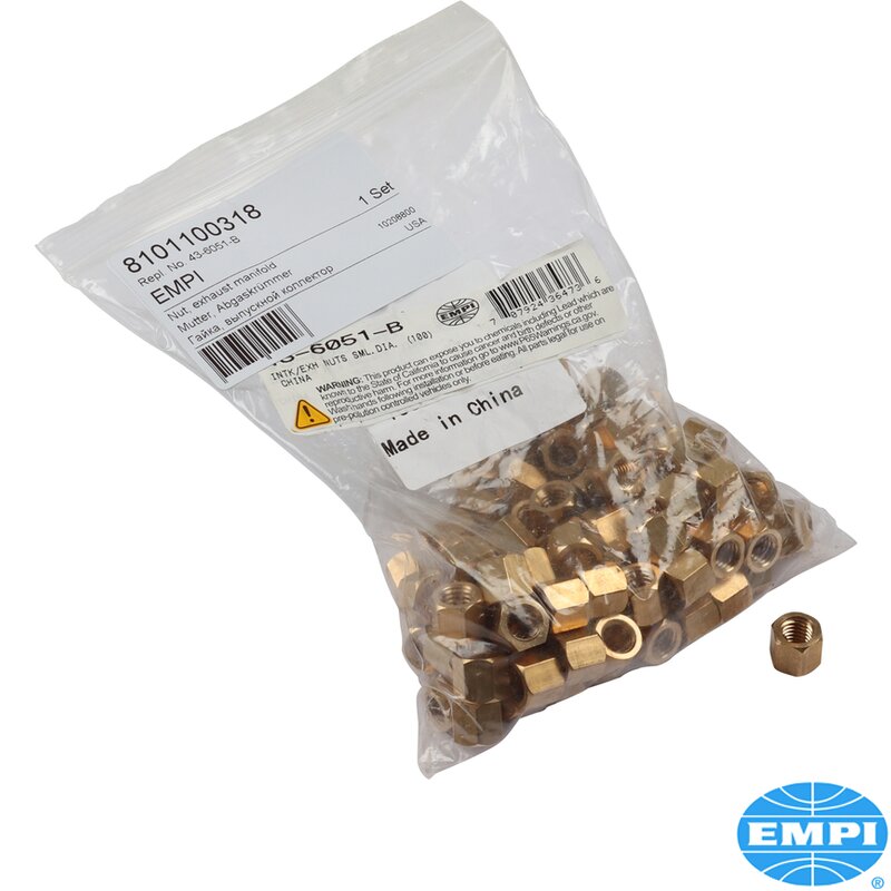 PartzBiz CE: 8101100318-น็อตยึดท่อไอดี/ท่อไอเสีย ทำจากทองเหลือง ขนาด 8x1.25 mm หัวขนาด 11 mm บรรจุถุงละ 100 ชิ้น PartzBiz CE: 8101100318-น็อตยึดท่อไอดี/ท่อไอเสีย ทำจากทองเหลือง ขนาด 8x1.25 mm หัวขนาด 11 mm บรรจุถุงละ 100 ชิ้น