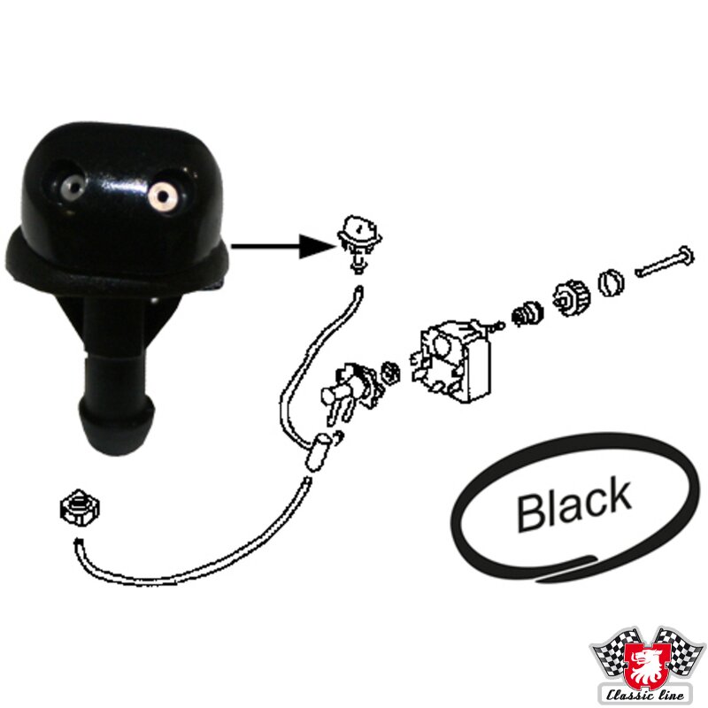 PartzBiz CE: 8198700100-Washer jet, 2 nozzles, black plastic PartzBiz CE: 8198700100-Washer jet, 2 nozzles, black plastic