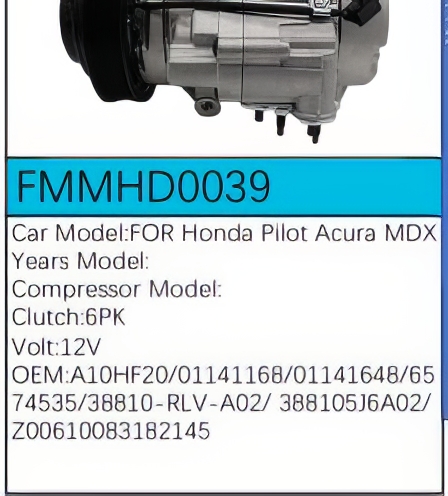 PartzBiz CE: -สำหรับคอมเพรสเซอร์ Honda - FMMHD0039 PartzBiz CE: -สำหรับคอมเพรสเซอร์ Honda - FMMHD0039