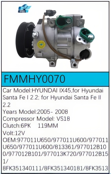 PartzBiz CE: -Compressor for Hyundai - FMMHY0070 PartzBiz CE: -Compressor for Hyundai - FMMHY0070