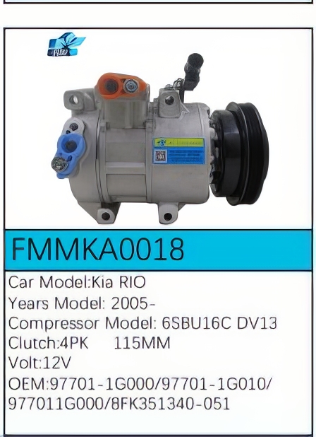 PartzBiz CE: -สำหรับคอมเพรสเซอร์ Kia - FMMKA0018 PartzBiz CE: -สำหรับคอมเพรสเซอร์ Kia - FMMKA0018