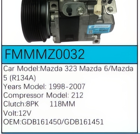 PartzBiz CE: -Compressor for Mazda - FMMMZ0032 PartzBiz CE: -Compressor for Mazda - FMMMZ0032