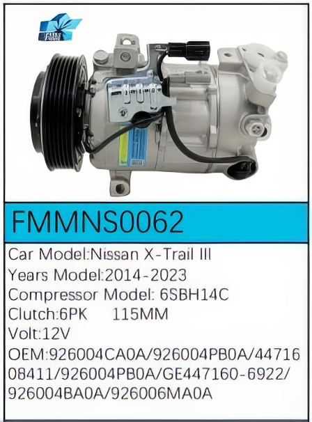 PartzBiz CE: -Compressor for Nissan - FMMNS0062 PartzBiz CE: -Compressor for Nissan - FMMNS0062