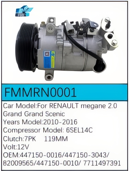 PartzBiz CE: -Compressor for Renault - FMMRN0001 PartzBiz CE: -Compressor for Renault - FMMRN0001