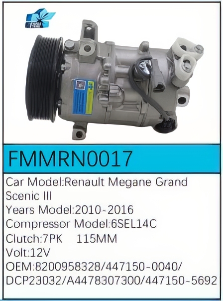 PartzBiz CE: -Compressor for Renault - FMMRN0017 PartzBiz CE: -Compressor for Renault - FMMRN0017