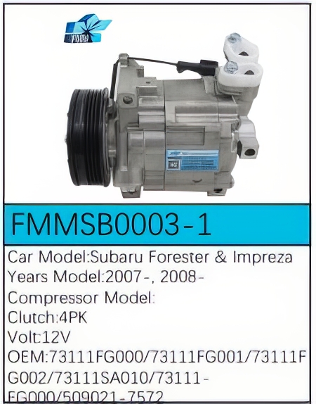 PartzBiz CE: -Compressor for Subaru - FMMSB0003-1 PartzBiz CE: -Compressor for Subaru - FMMSB0003-1