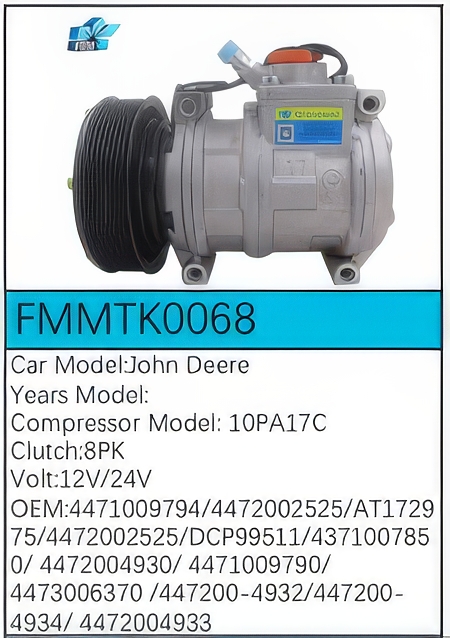 PartzBiz CE: -สำหรับคอมเพรสเซอร์ John Deere - FMMTK0068 PartzBiz CE: -สำหรับคอมเพรสเซอร์ John Deere - FMMTK0068