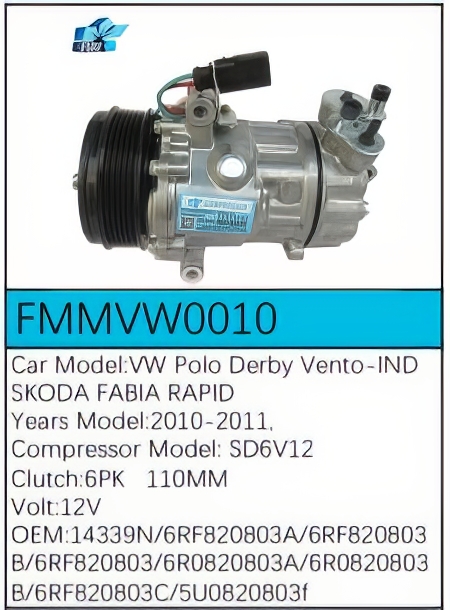 PartzBiz CE: -Compressor for Volkswagen - FMMVW0010 PartzBiz CE: -Compressor for Volkswagen - FMMVW0010