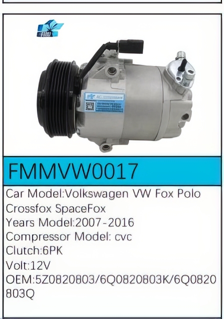 PartzBiz CE: -Compressor for Volkswagen - FMMVW0017 PartzBiz CE: -Compressor for Volkswagen - FMMVW0017