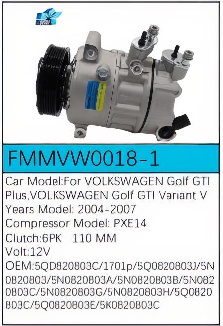 PartzBiz CE: -Compressor for Volkswagen - FMMVW0018-1 PartzBiz CE: -Compressor for Volkswagen - FMMVW0018-1