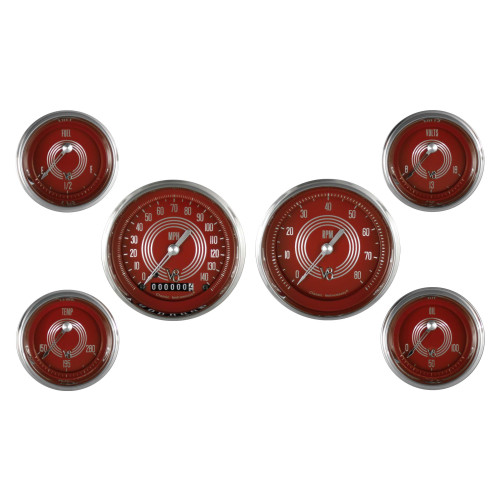 PartzBiz CM: V8RS51SLC-Classic Instruments V8 Red Steelie Six Gauge Set