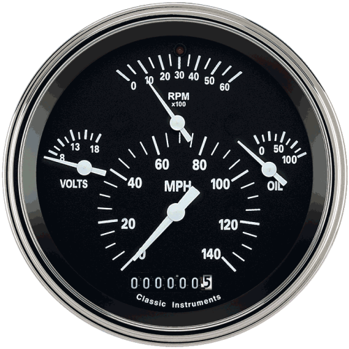 PartzBiz CM: TE40BSLF-Tetra Series, Black Combination Gauge PartzBiz CM: TE40BSLF-Tetra Series, Black Combination Gauge