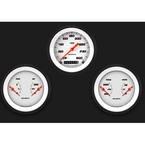 PartzBiz CM: VS04WBLF-Classic Instruments Velocity White Three Gauge Set