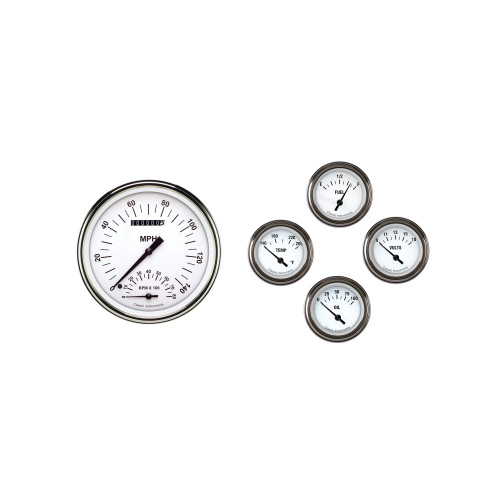 PartzBiz CM: FT57WH65-เครื่องดนตรีคลาสสิค 1957 - 1960 Ford Truck Gauge Set สีขาว Hot
