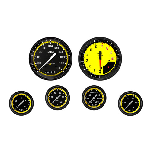 PartzBiz CM: AX351YBLF-AutoCross Yellow Six Gauge Set 351 PartzBiz CM: AX351YBLF-AutoCross Yellow Six Gauge Set 351