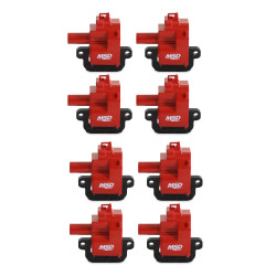 PartzBiz CM 82628 - MSD Ignition Coil - GM LS Blaster Series - LS1/LS6 Engines - Red - 8-Pack