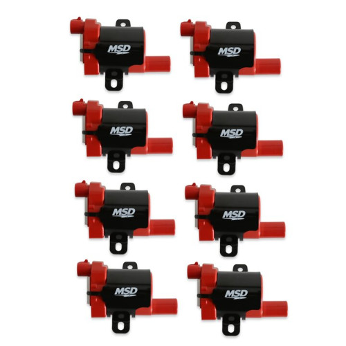 PartzBiz CM: 82638-MSD Ignition Coil - GM LS Blaster Series - L-Series Truck Engine - Red - 8-Pack