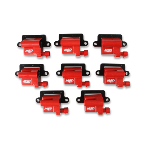 PartzBiz CM: 82648-MSD Ignition Coil - GM LS Blaster Series - L-Series Truck Engine - Red - 8-Pack