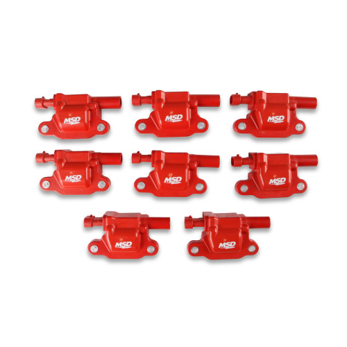 PartzBiz CM: 82658-MSD Ignition Coil - GM LS Blaster Series - LS2/LS3/LS4/LS7/LS9 Engines - Red - 8-Pack