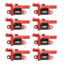 PartzBiz CM 82688 - MSD Ignition Coil - GM Gen V Blaster Series - Gen V Direct Injected Engine - Red - 8-Pack - Round